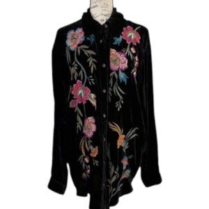 Johnny Was Sidonia Embroidered Velvet Shirt